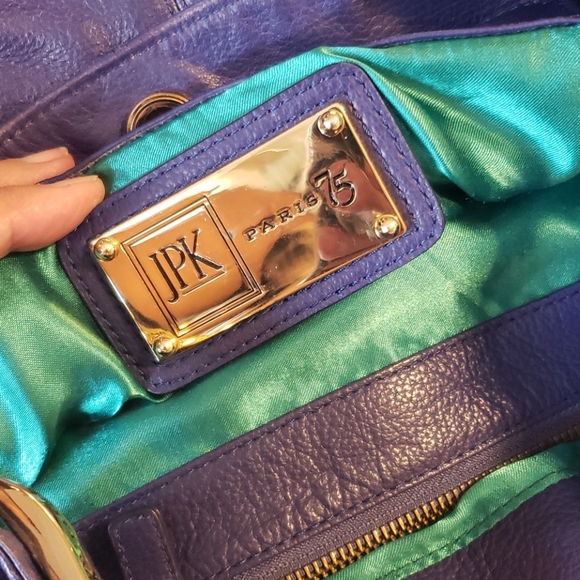 Paris designer blue leather 80s style bag - Picture 2 of 8